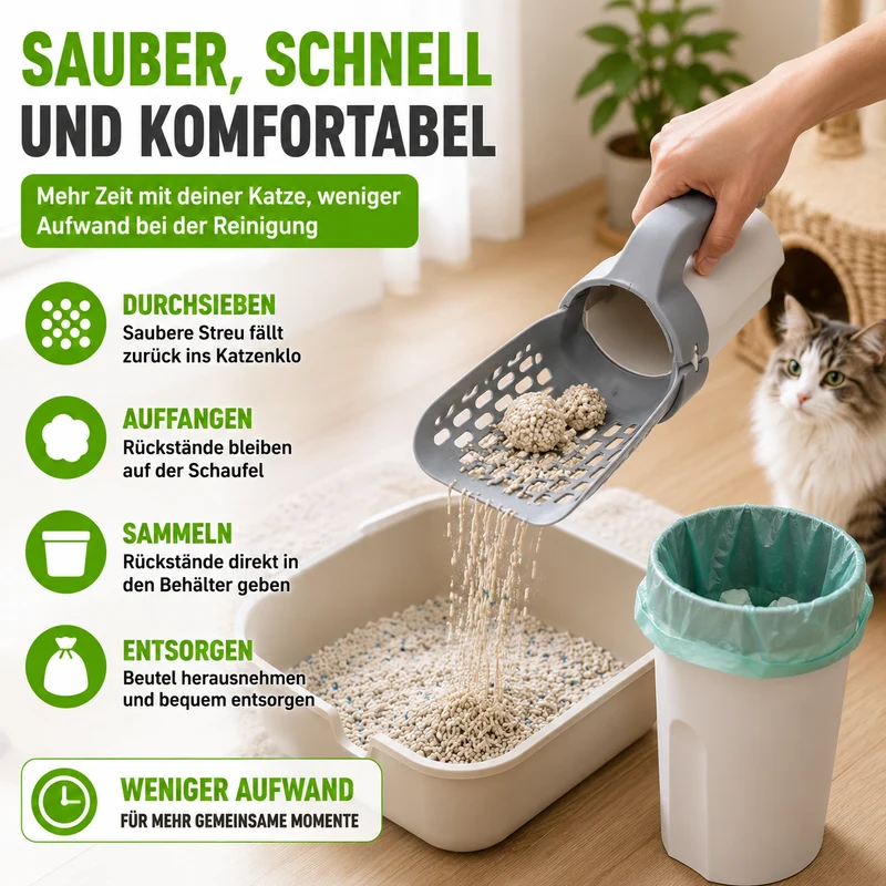 2-in-1 Katzenstreuschaufel mit Auffangbehälter