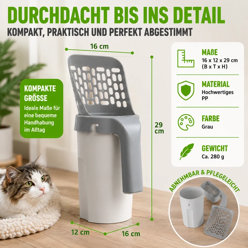 2-in-1 Katzenstreuschaufel mit Auffangbehälter