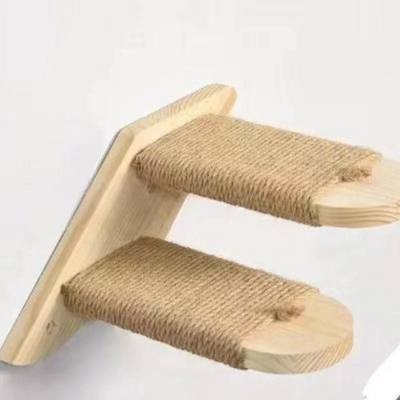 Katzenklettertreppe zur Wandmontage aus Holz mit Sisal