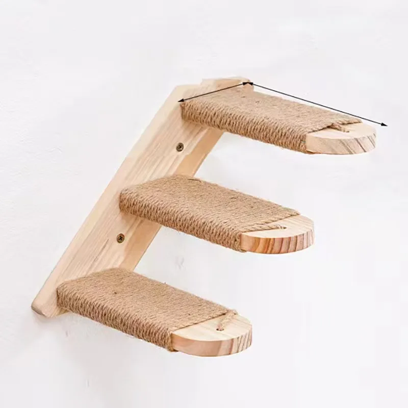 Katzenklettertreppe zur Wandmontage aus Holz mit Sisal