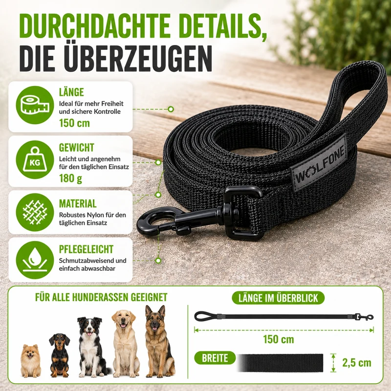 Lange Trainingsleine für Hunde mit Handschlaufe