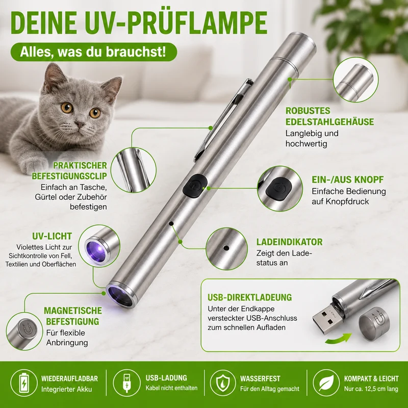 Kompakte UV-Lampe für Haustiere & Oberflächen