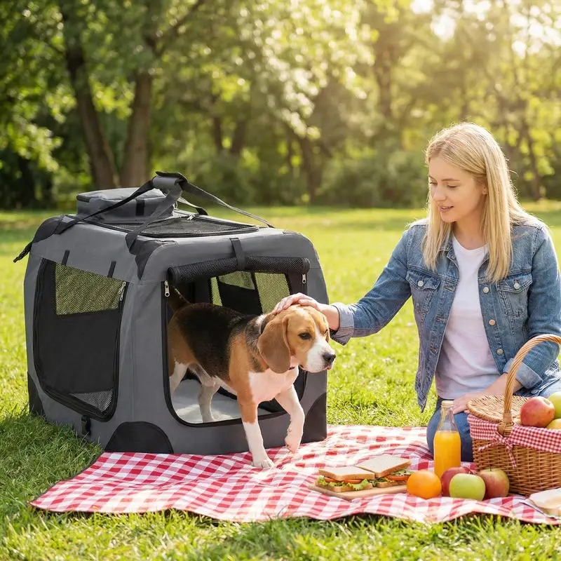 Faltbare Hundebox mit Netzfenstern & Tragetaschen