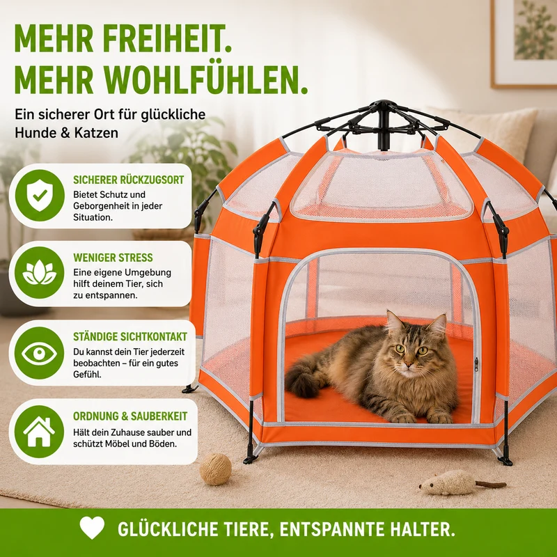 Faltbarer Hunde- & Katzenlaufstall mit Pop-Up-System