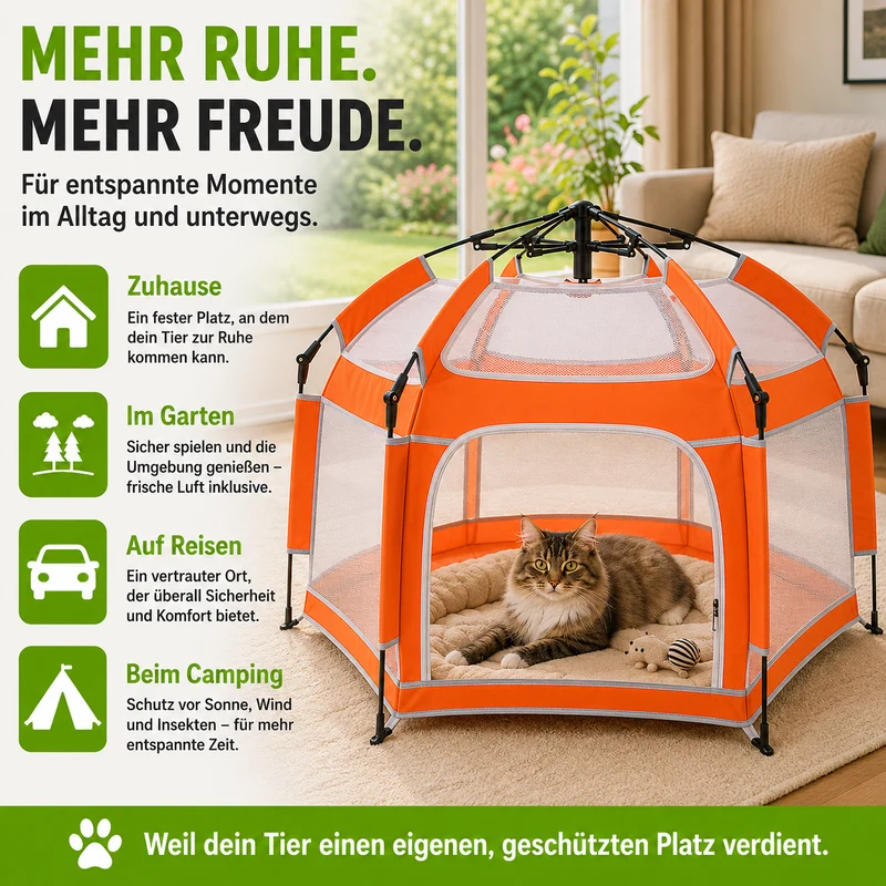 Faltbarer Hunde- & Katzenlaufstall mit Pop-Up-System