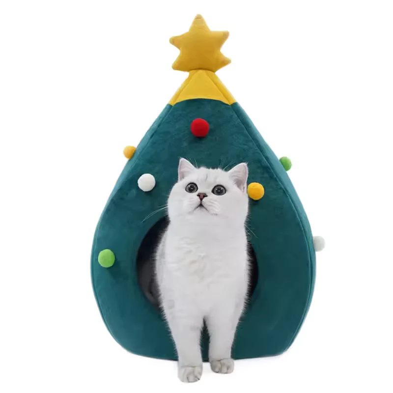 Haustierbett im Weihnachtsbaum-Design