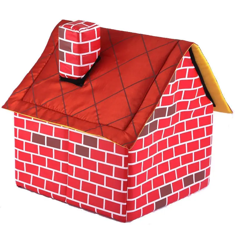 Faltbares Haustierhäuschen im Brick-Design