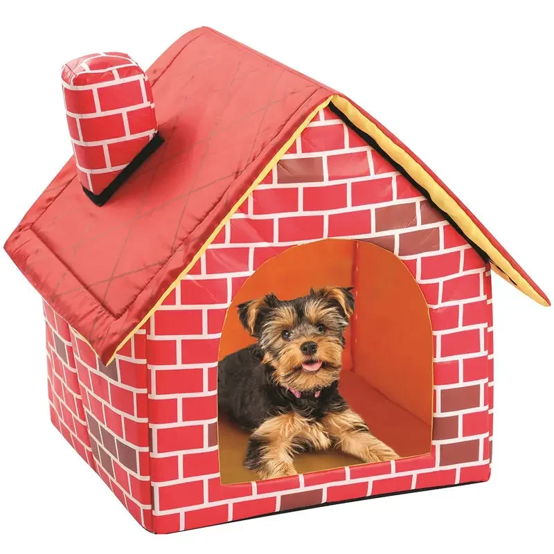 Faltbares Haustierhäuschen im Brick-Design
