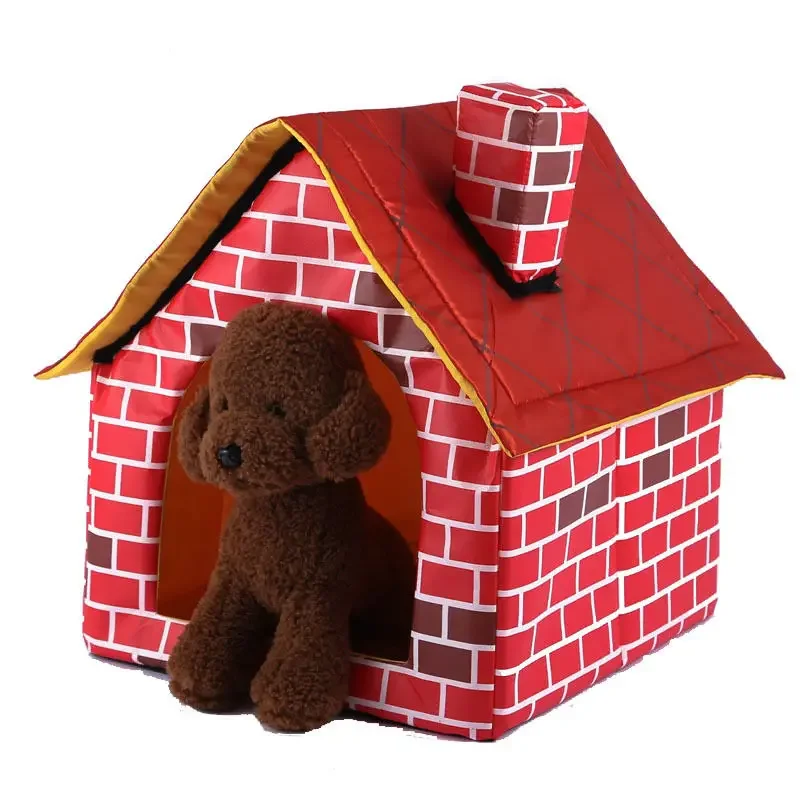 Faltbares Haustierhäuschen im Brick-Design