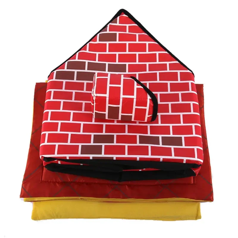 Faltbares Haustierhäuschen im Brick-Design