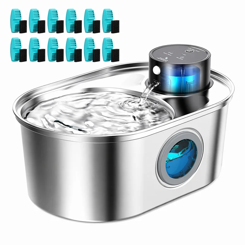 Kabelloser Edelstahl Trinkbrunnen 3,2 L mit 45 Tage Akku