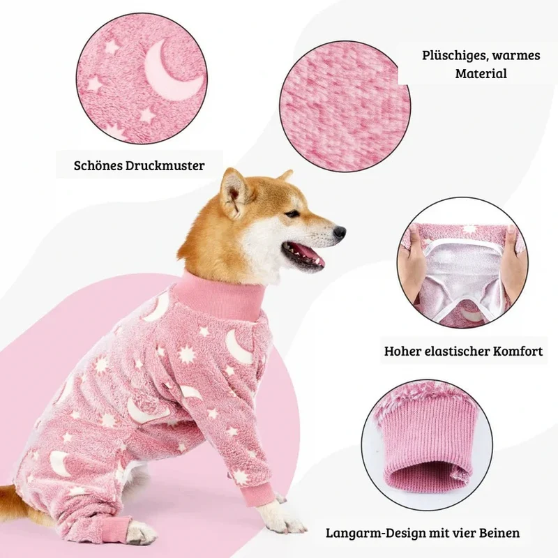 Warmer Hundepyjama für den Winter flauschig und dehnbar