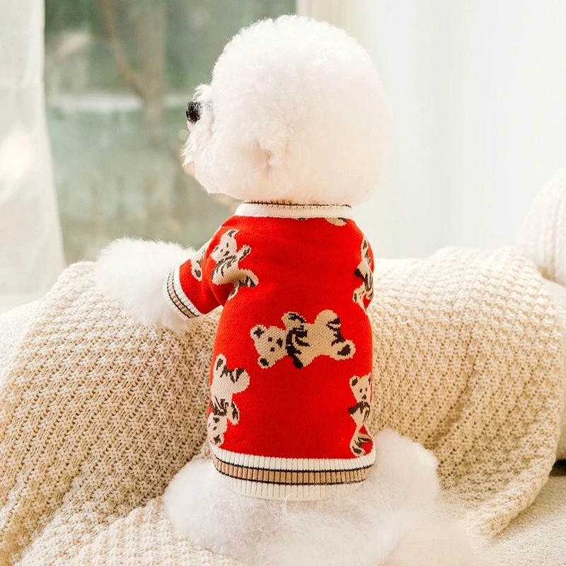 Hundecardigan aus Strick warm und gestreift