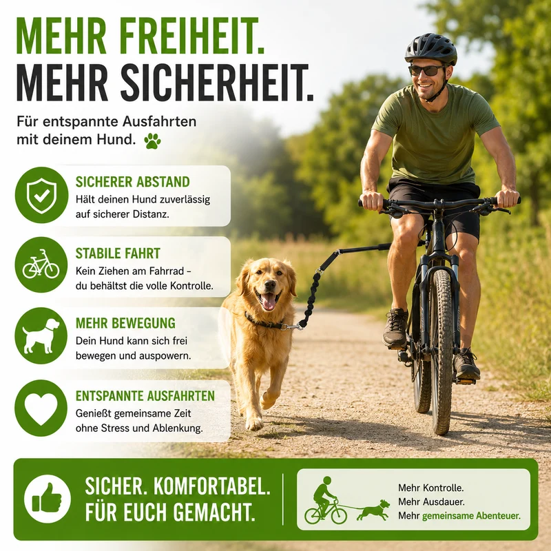 Fahrradleine für Hunde mit Abstandshalter & Stoßdämpfung