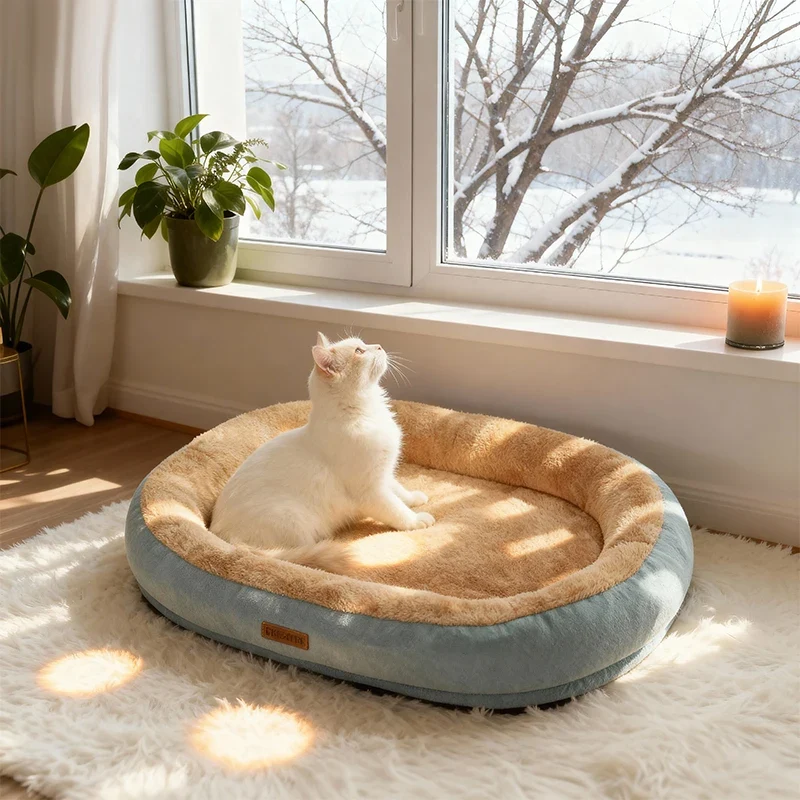 Ovales Plüschbett für Hunde & Katzen