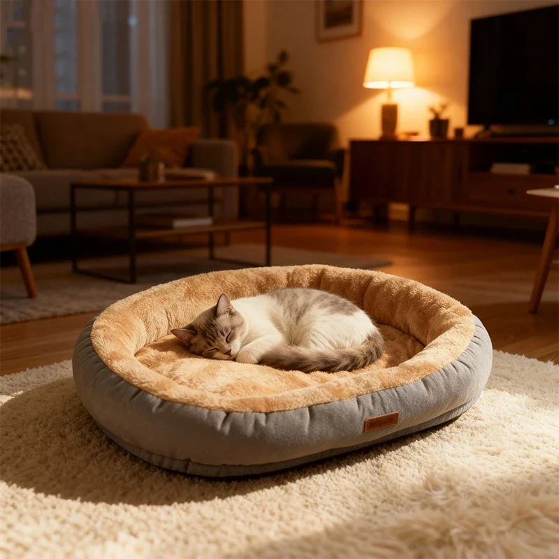 Ovales Plüschbett für Hunde & Katzen