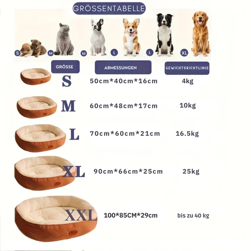 Ovales Plüschbett für Hunde & Katzen