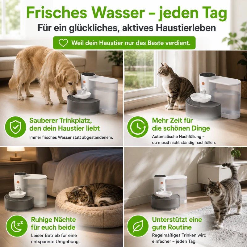 Kabelloser automatischer Wasserbrunnen für Hunde & Katzen