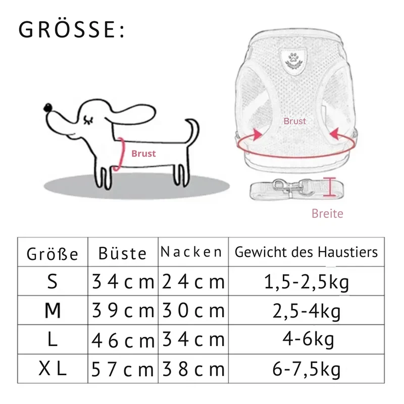 Hundegeschirr für Hunde & Katzen weich & verstellbar