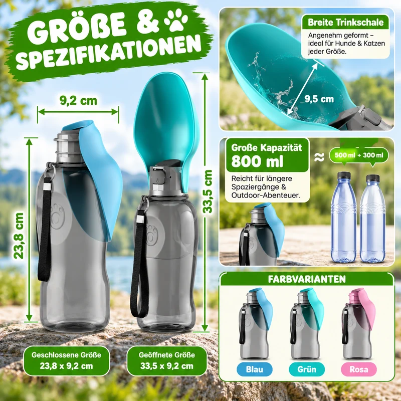 Outdoor Wasserflasche für Hunde auslaufsicher