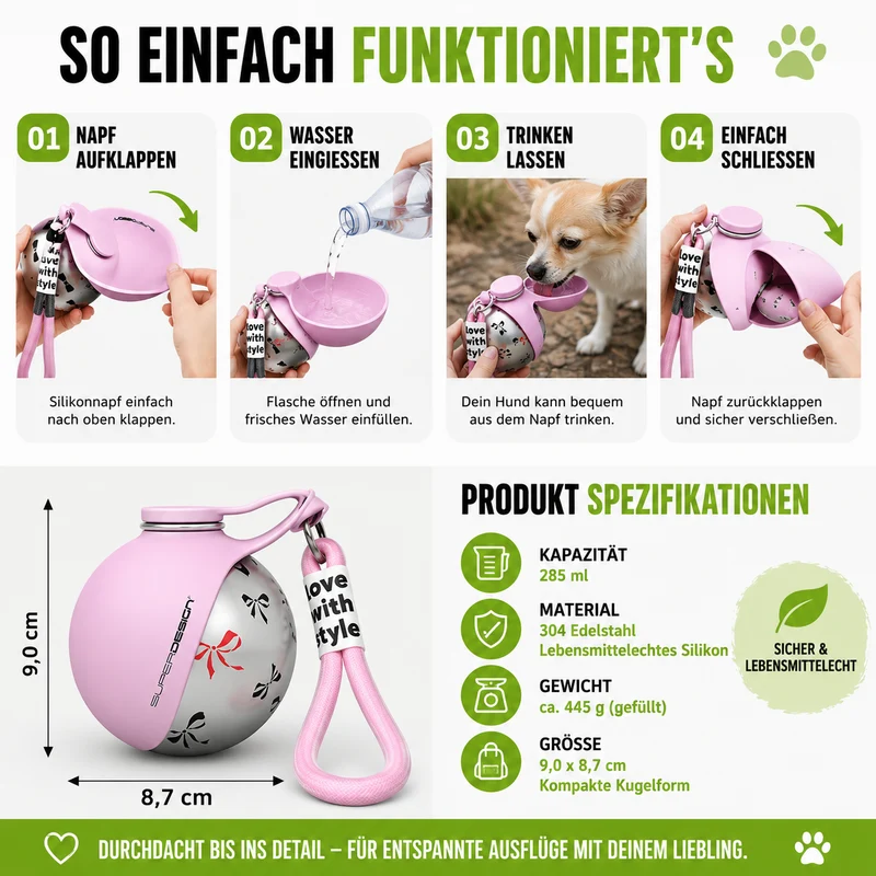 2-in-1 Reise Trinkflasche für Hunde