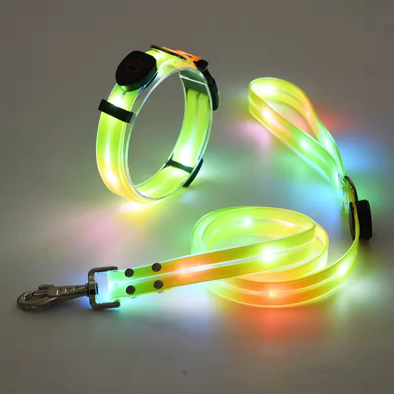 Leuchtendes LED Halsband & Leine für Hunde USB
