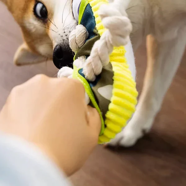 Robustes Hundespielzeug Sneaker mit Seil und Quietschfunktion