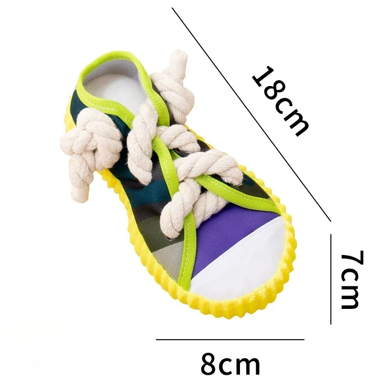 Robustes Hundespielzeug Sneaker mit Seil und Quietschfunktion