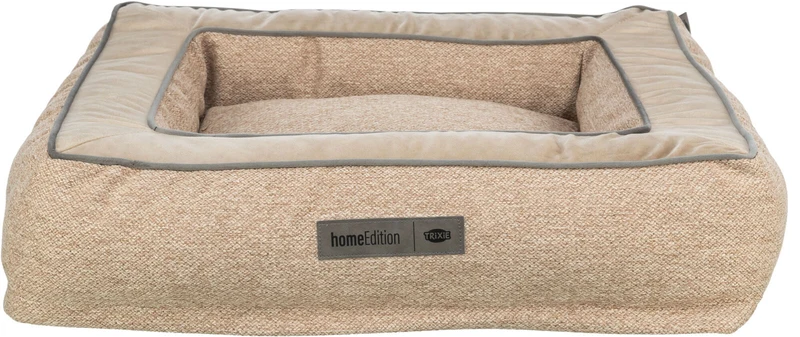 Eckiges Hundebett Liano aus Webstoff mit Samt-Elementen und Rand