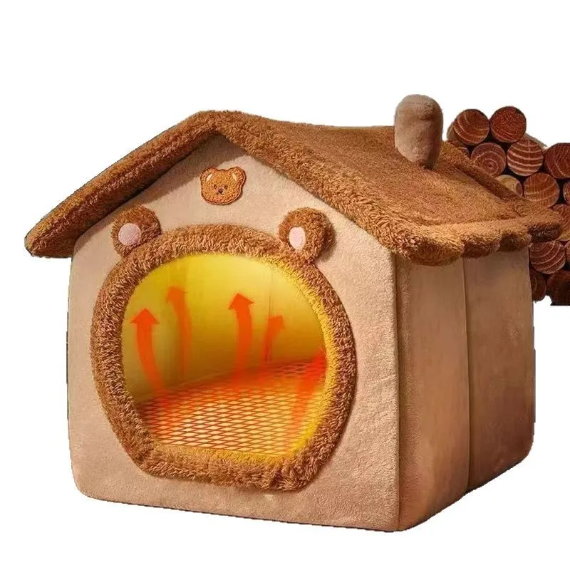 Plüsch Haustierhaus mit Dach & Anti-Rutsch-Boden