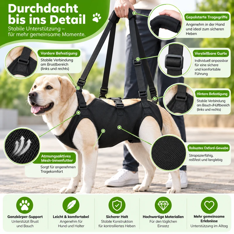 Reha-Hundegeschirr mit stabilem Tragegriff