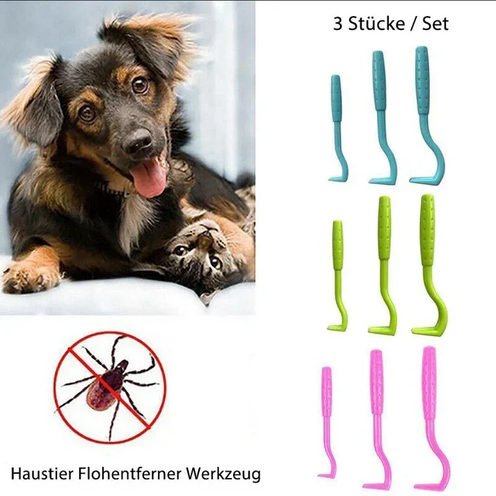 Zeckenentferner 3er Set mit V-Haken und Drehfunktion