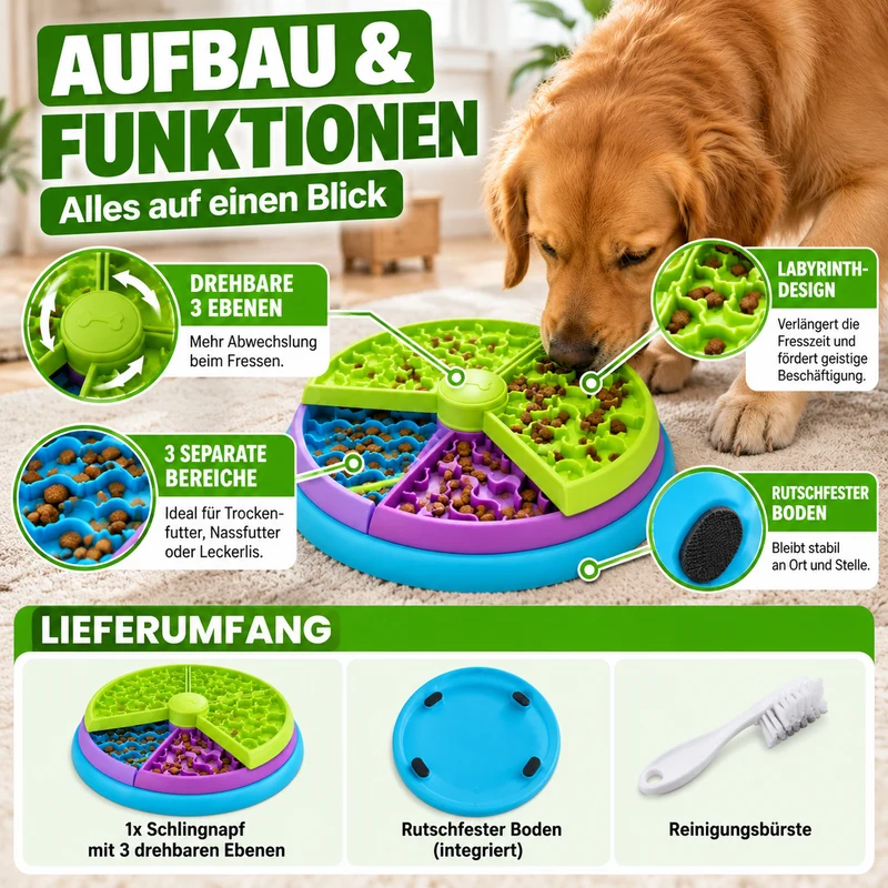Schlingnapf für Hunde und Katzen mit 3 Ebenen