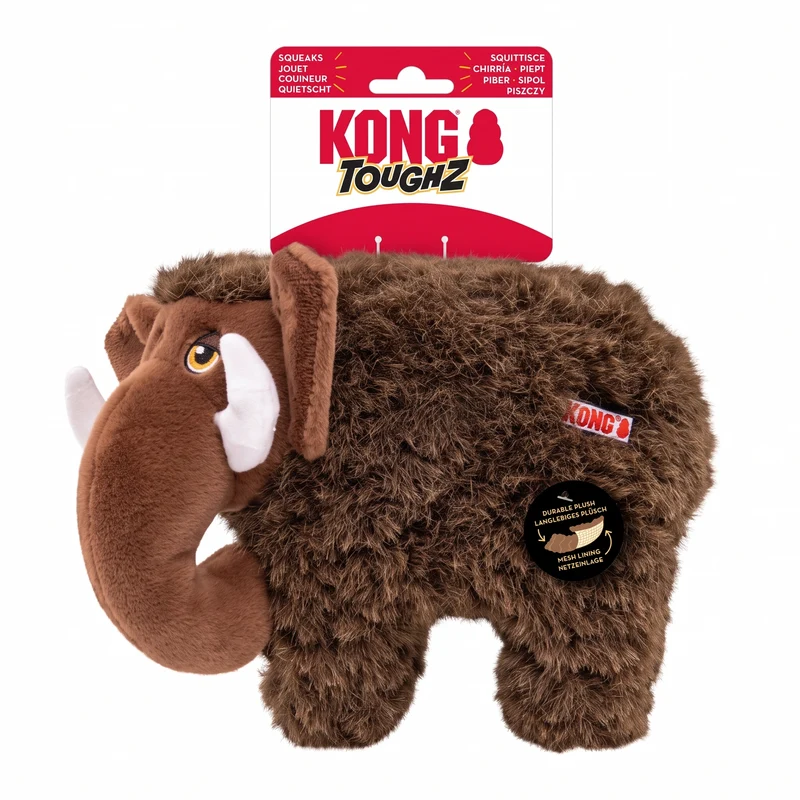 KONG Toughz – Plüsch-Hundespielzeug mit Quietscher | Braun & Rot