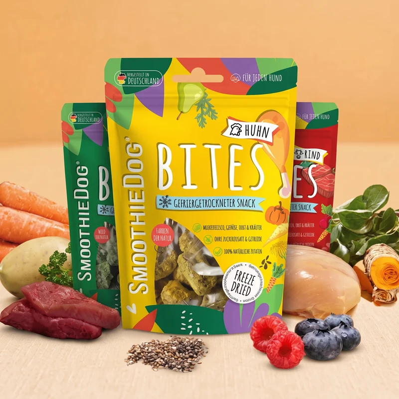 SmoothieDog Bites Klassik Paket, Hundesnacks 3 × 40 g