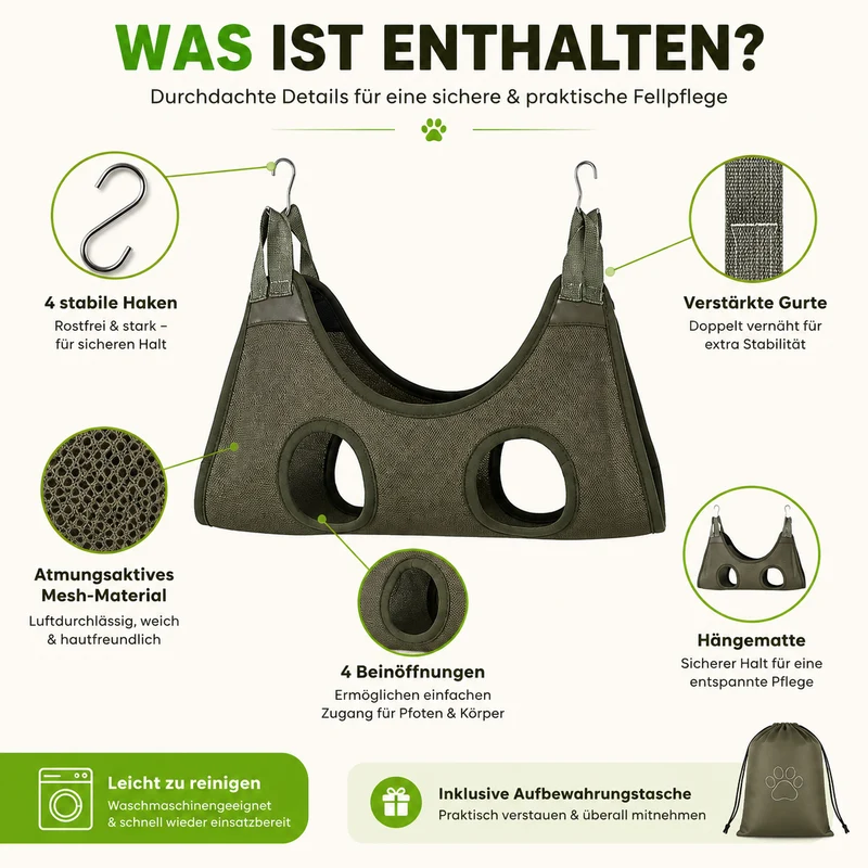 Haustier Hängematte für Fellpflege, Krallenschneiden & Hygiene