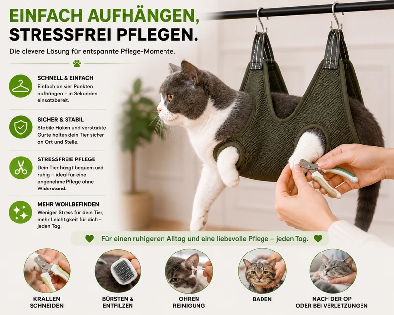 Haustier Hängematte für Fellpflege, Krallenschneiden & Hygiene