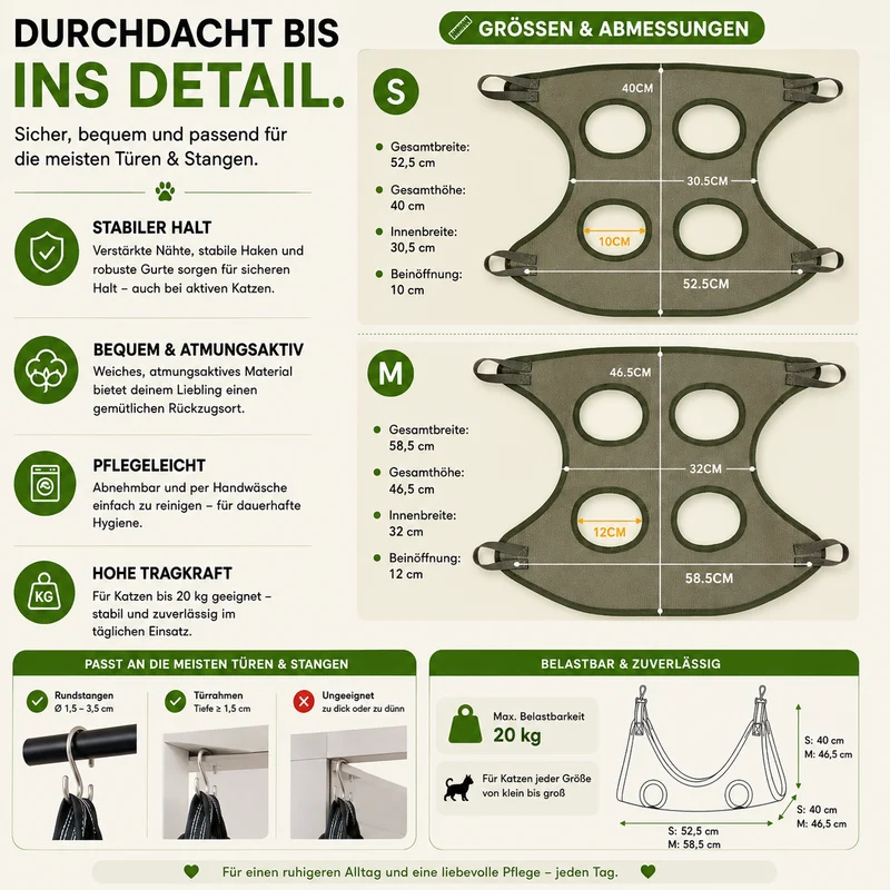 Haustier Hängematte für Fellpflege, Krallenschneiden & Hygiene