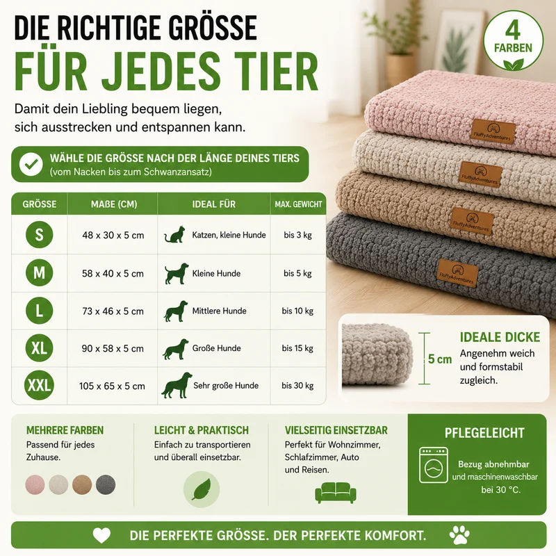 Orthopädisches Haustierbett mit Plüschbezug & Anti-Rutsch-Unterseite