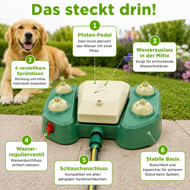 Multifunktionaler Hunde-Sprinkler mit Trinkbrunnen