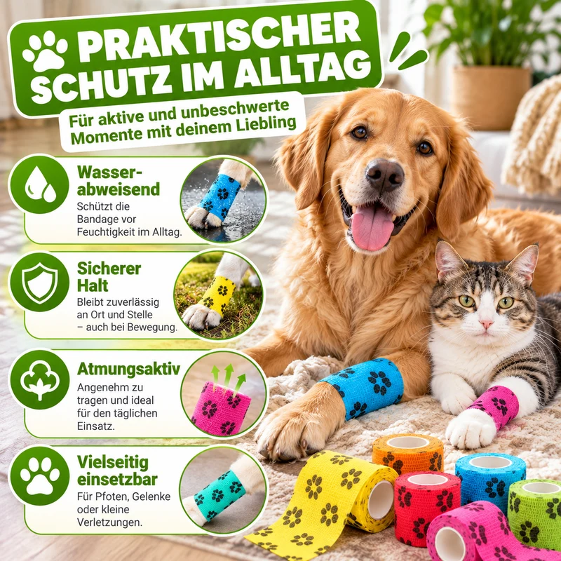 Selbsthaftende elastische Tierverbände