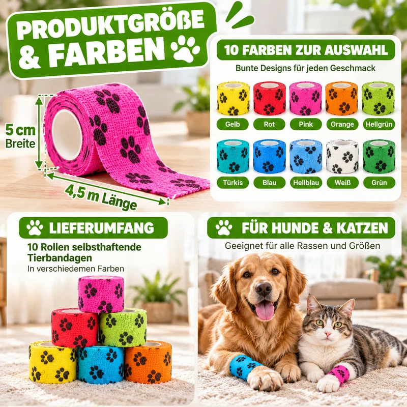 Selbsthaftende elastische Tierverbände