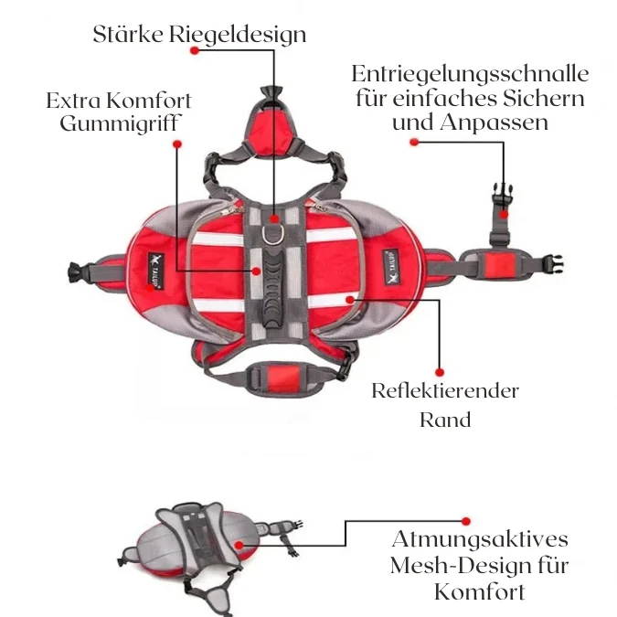 Reflektierende Hundesatteltasche mit Stauraum