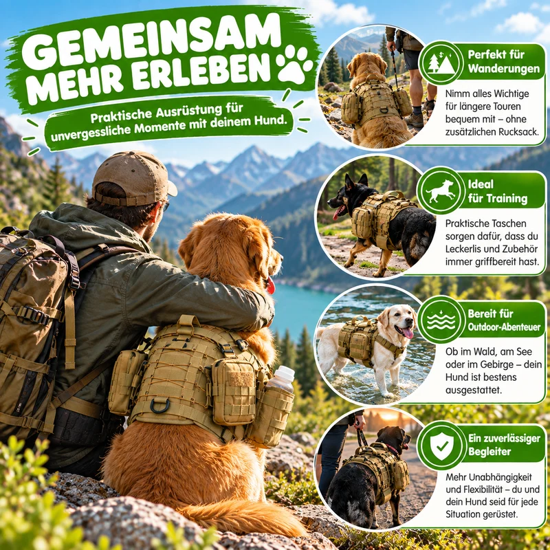 3-teiliges taktisches Hundetaschen-Set, verstellbar & robust