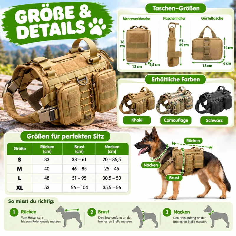 3-teiliges taktisches Hundetaschen-Set, verstellbar & robust