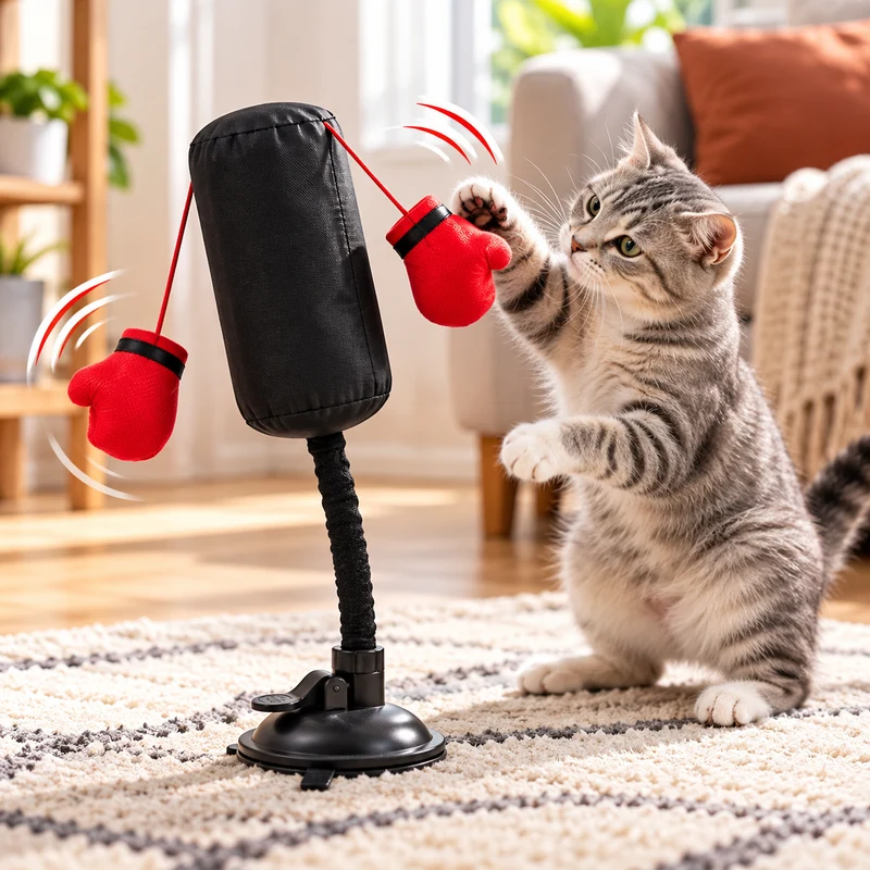 Katzen Boxsack Spielzeug mit Saugnapf