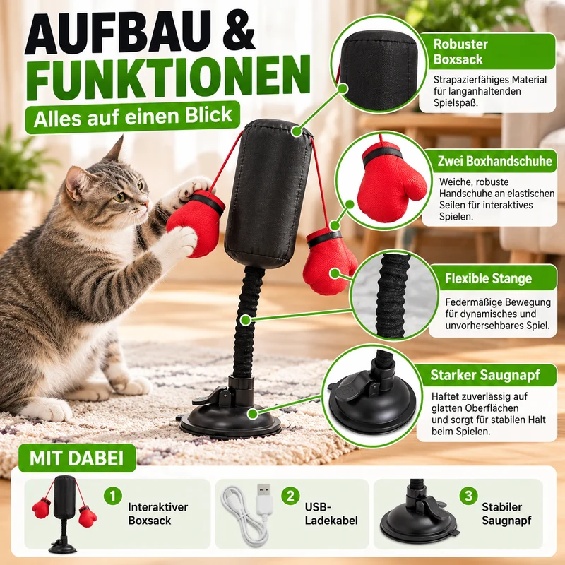 Katzen Boxsack Spielzeug mit Saugnapf