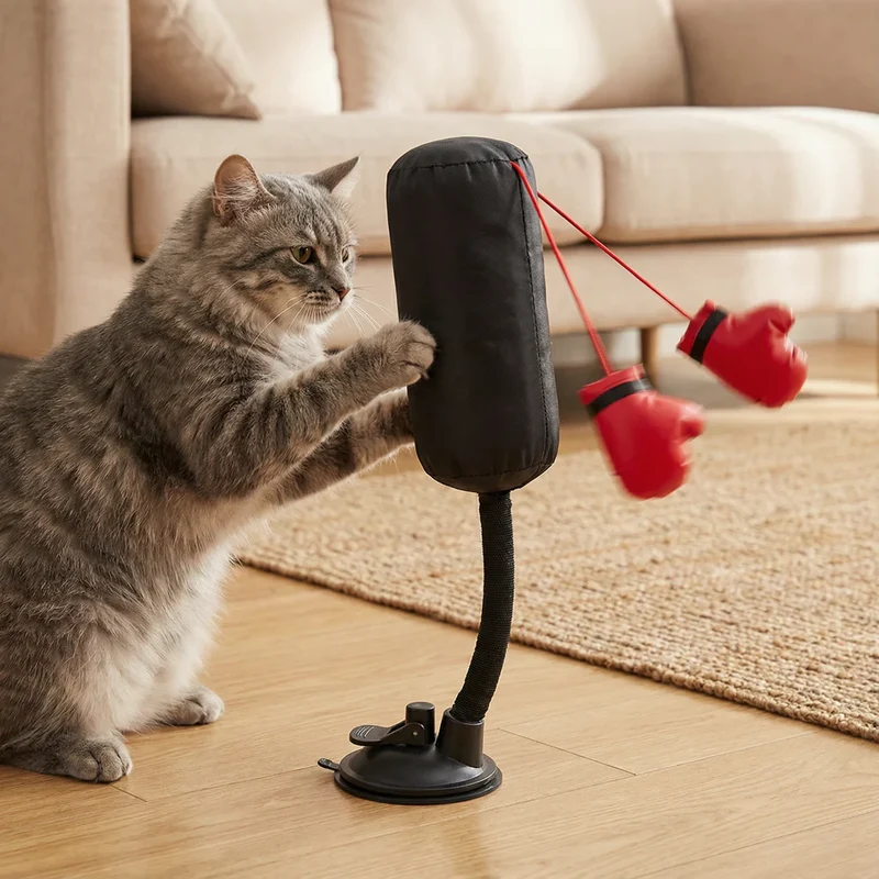 Katzen Boxsack Spielzeug mit Saugnapf