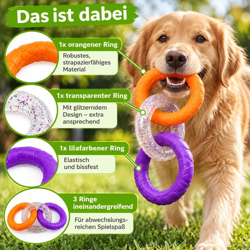 3 Ring Kauspielzeug für Hunde robust und zahnschonend