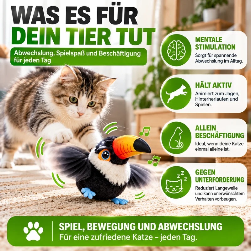 Interaktives Vogelspielzeug mit Bewegungssensor